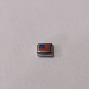 Silver American Flag Charm
